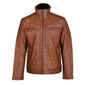 Handmade Bogdans Brown Leather Jacket With Shoulder And Arm Patches
